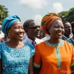 가봉 인권 문제 및 사회 갈등 - **Prompt 1: "The Dawn of Gabonese Democracy"**
    A vibrant, medium shot of a diverse group of Gabo...