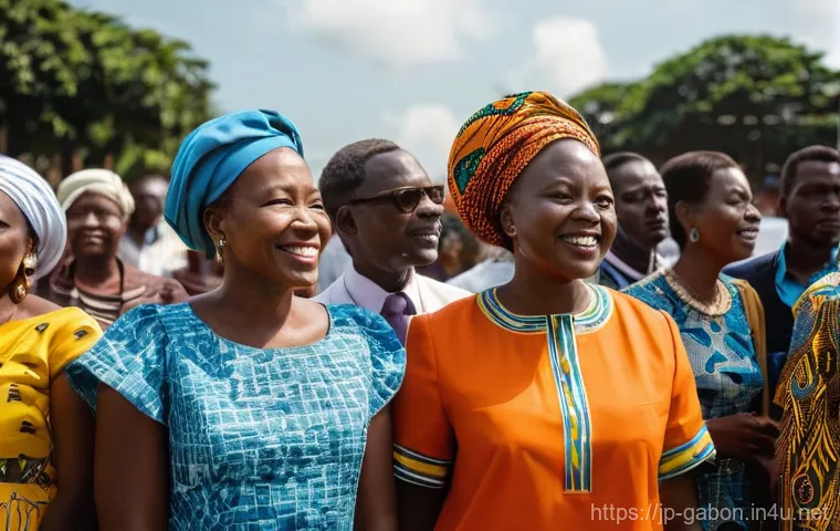 가봉 인권 문제 및 사회 갈등 - **Prompt 1: "The Dawn of Gabonese Democracy"**
    A vibrant, medium shot of a diverse group of Gabo...