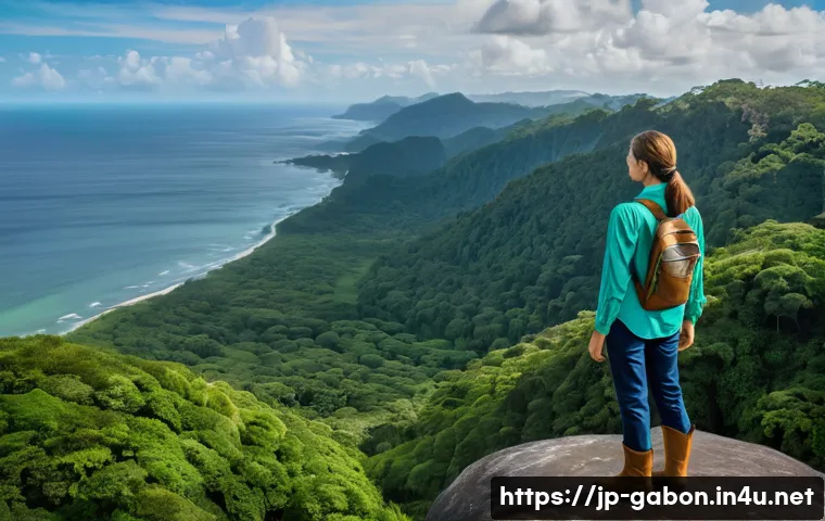 가봉 입국 비자 발급 절차 - **Prompt 1: Adventurous Traveler in Gabon's Lush Landscape**
    A vibrant, cinematic shot of a youn...