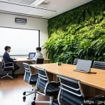 가봉 노동법과 근로 조건 - A modern office scene in Gabon showcasing a diverse group of professional employees—men and women we...