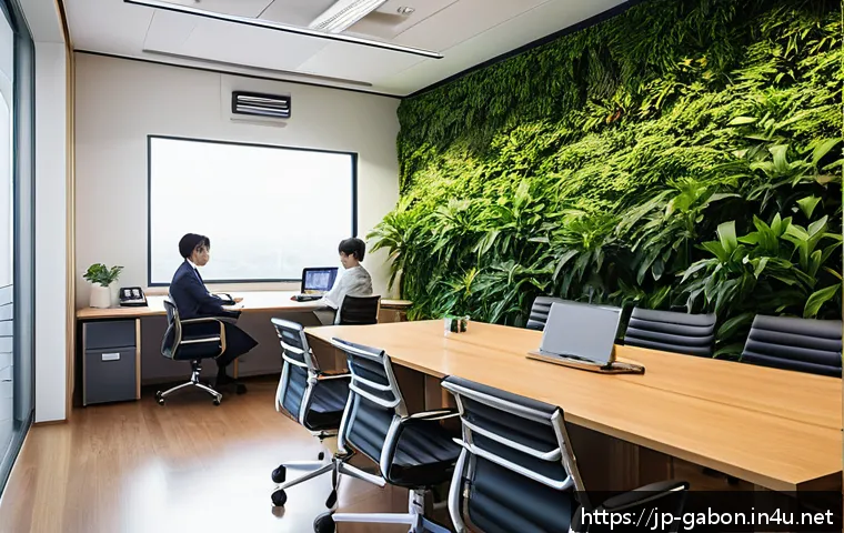 가봉 노동법과 근로 조건 - A modern office scene in Gabon showcasing a diverse group of professional employees—men and women we...